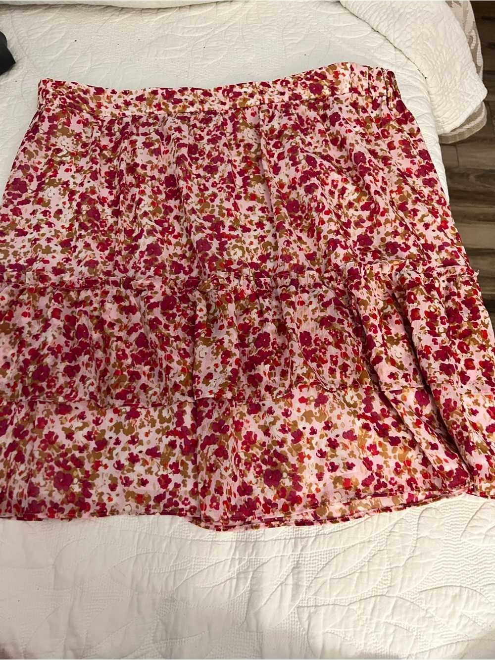 J. Crew Pink Floral Ruffled Tiered Mini Skirt